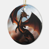Vurig Ambere Draak Fantasie Keramisch Ornament (Links)