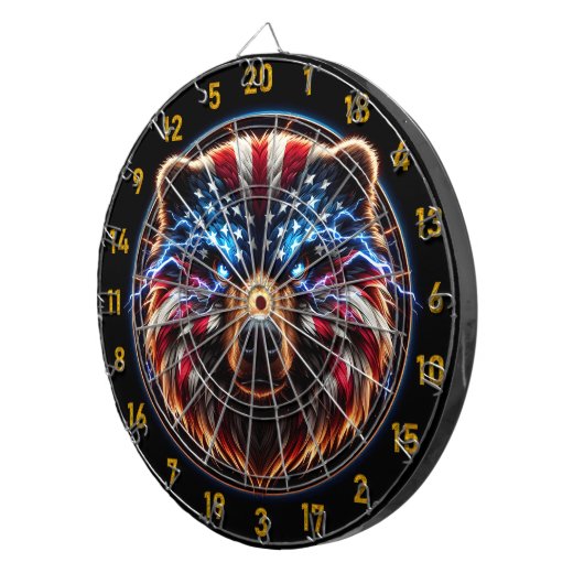 Vurig Beer met gloeiende ogen Dartbord (Voorkant Rechts)