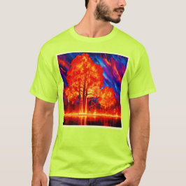 Vurig bos in vuur en vlam in levendige kleuren t-shirt