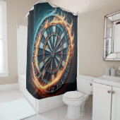 Vurig Dartbord met Bullseye Explosion Douchegordijn (In situ)