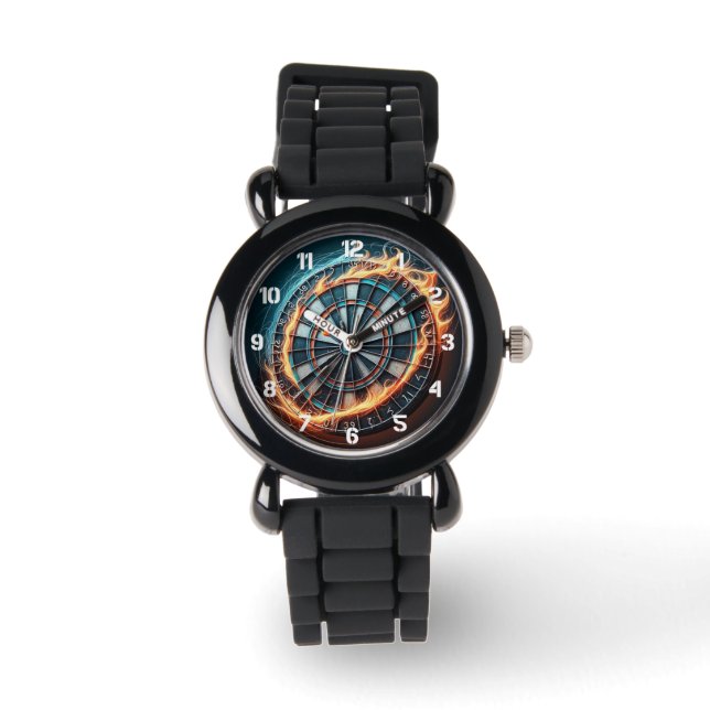 Vurig Dartbord met Bullseye Explosion Horloge (Voorkant)