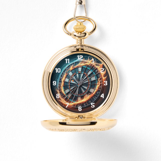 Vurig Dartbord met Bullseye Explosion Horloge (Voorkant)