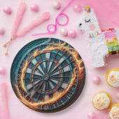 Vurig Dartbord met Bullseye Explosion Papieren Bordje (Feest)