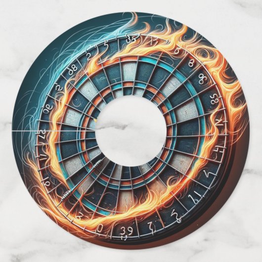 Vurig Dartbord met Bullseye Explosion Wijnglaslabel (Voorkant)