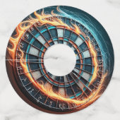 Vurig Dartbord met Bullseye Explosion Wijnglaslabel (Achterkant)