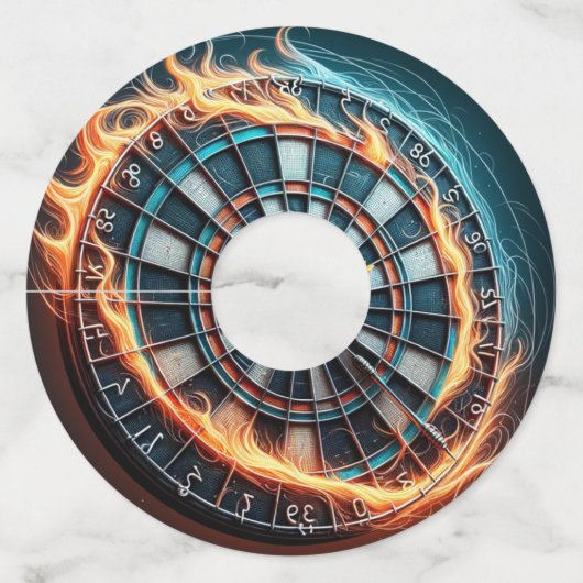 Vurig Dartbord met Bullseye Explosion Wijnglaslabel (Achterkant)