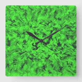 Vurig Groen Vierkante Klok