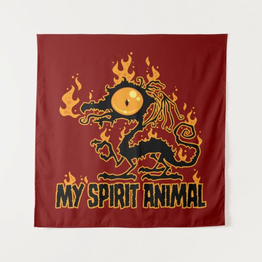 Vurig Knapperig Draak Spirit Dier Wandkleed (Voorkant)