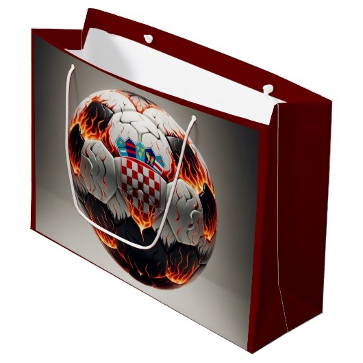 Vurig Kroatisch Voetbal Groot Cadeauzakje (Voorkant Gekanteld)