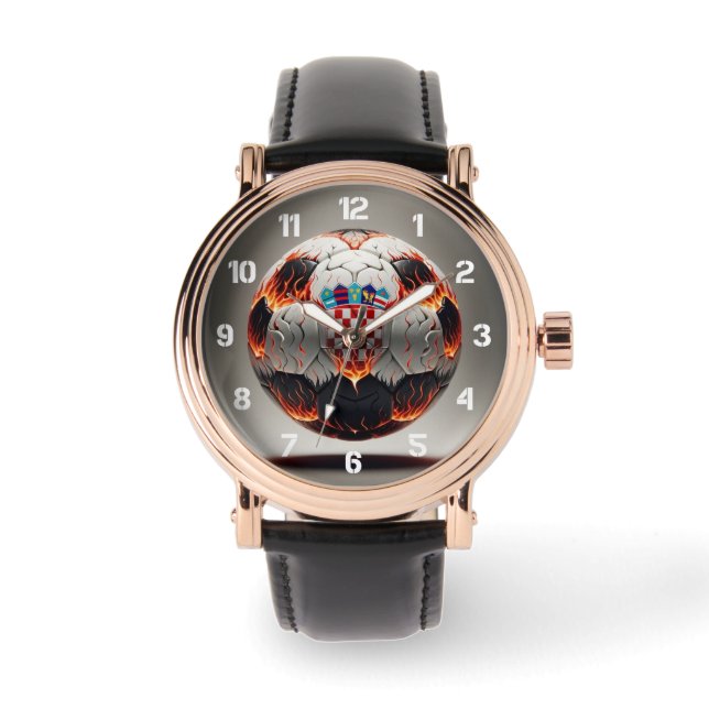 Vurig Kroatisch Voetbal Horloge (Voorkant)