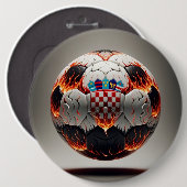 Vurig Kroatisch Voetbal Ronde Button 6,0 Cm (Voorkant /achterkant)
