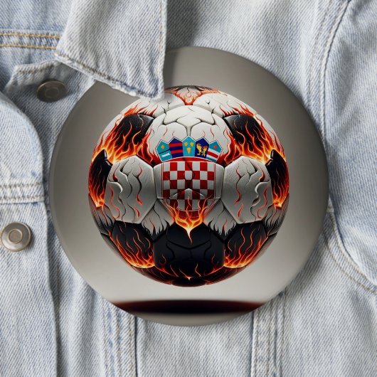 Vurig Kroatisch Voetbal Ronde Button 6,0 Cm (In situ)