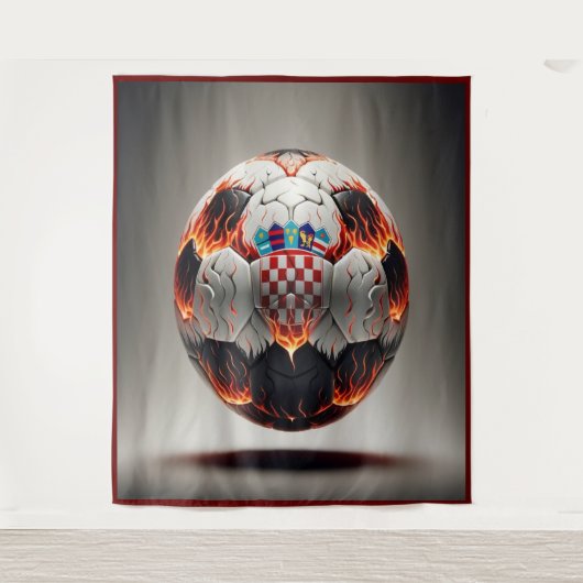 Vurig Kroatisch Voetbal Wandkleed (Voorkant)