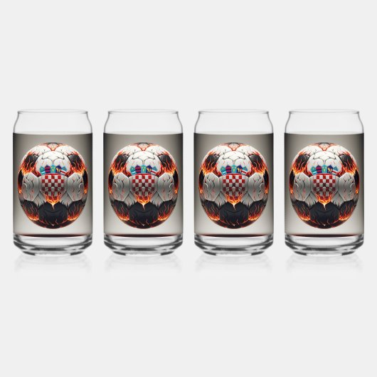Vurig Kroatische Voetbal Blikvorm Glas (Voorkant)