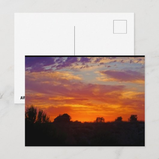 Vurig Landschap Bij Zonsondergang Briefkaart (Voorkant / Achterkant)