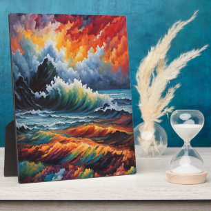 Vurig Oceaan Storm - Abstracte Zeegezicht Kunst Fotoplaat