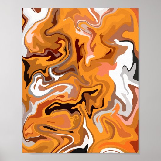 Vurig Oranje Abstracte Draaikolk Poster (Voorkant)