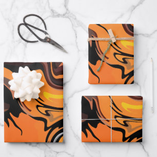 Vurig Oranje Abstracte Spiraalpatroon Inpakpapier Vel