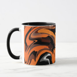 Vurig Oranje Abstracte Wervelpatroon Mok