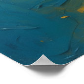 Vurig Oranje & Blauwe Impasto Abstracte Kunstposte Poster (Hoek)