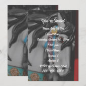 Vurig Paard Draaimolen Zwart-Wit Feest Kaart (Voorkant / Achterkant)