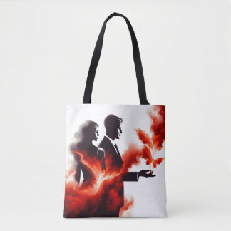 Vurig Passie Koppel Silhouet - Surrealistische Vla Tote Bag