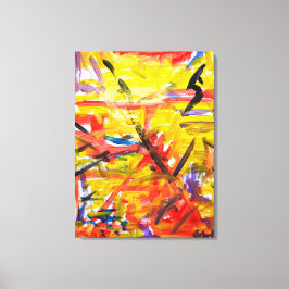 Vurig Primaire Abstract Canvas Afdruk
