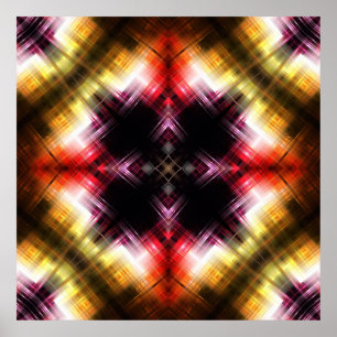 Vurig Prisma Abstract met Stralend Rood & Gouden G Poster