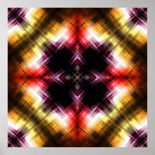 Vurig Prisma Abstract met Stralend Rood & Gouden G Poster (Voorkant)
