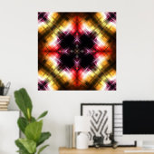 Vurig Prisma Abstract met Stralend Rood & Gouden G Poster (Thuiskantoor)