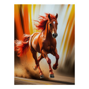 Vurig rennend paard – Dynamische energie kunstpost Perfect Poster