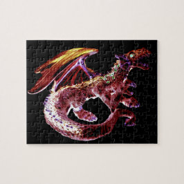 Vurig Robijn Rode Draak Mythische Uitdaging Levens Legpuzzel