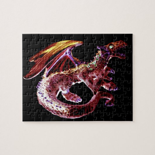 Vurig Robijn Rode Draak Mythische Uitdaging Levens Legpuzzel (Horizontaal)