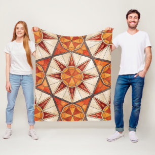 Vurig Rode en Oranje Steruitbarsting - Geometrisch Fleece Deken