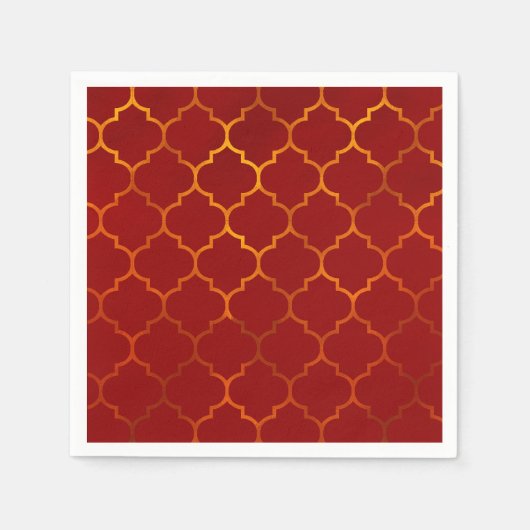 Vurig Rood Goud Koninklijk Indiaas Arabisch Thema  Servet (Voorkant)