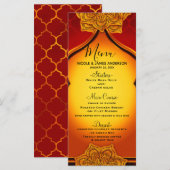 Vurig Rood Goud Koninklijk Mandala Indiaas Marokka Menu (Voorkant / Achterkant)