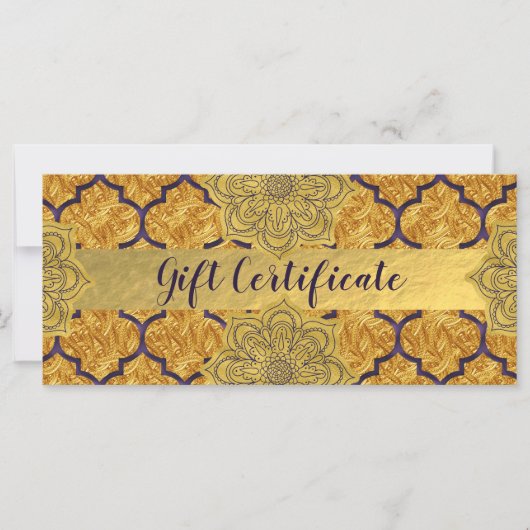 Vurig Rood Goud Koninklijke Indiase Cadeaubon (Voorkant)
