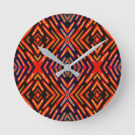 Vurig Rood Oranje Zwart Ronde Klok