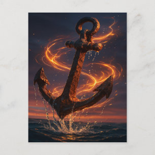 Vurig Rustieke Anker – Nautilus Fantasie Wandkunst Feestdagenkaart