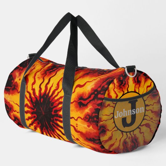 Vurig Tie Dye Burst Monogram Personaliseerbare Kit Plunjezak (Rechterhoek)