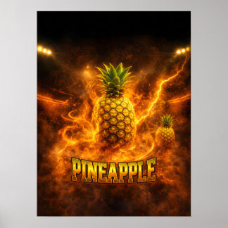 Vurig Tropisch Ananas Kunst Poster