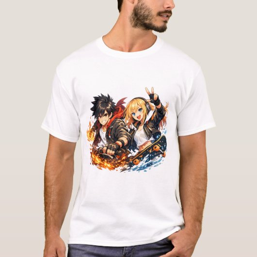 Vurig Wave Duo Schaatsavontuur T-shirt (Voorkant)