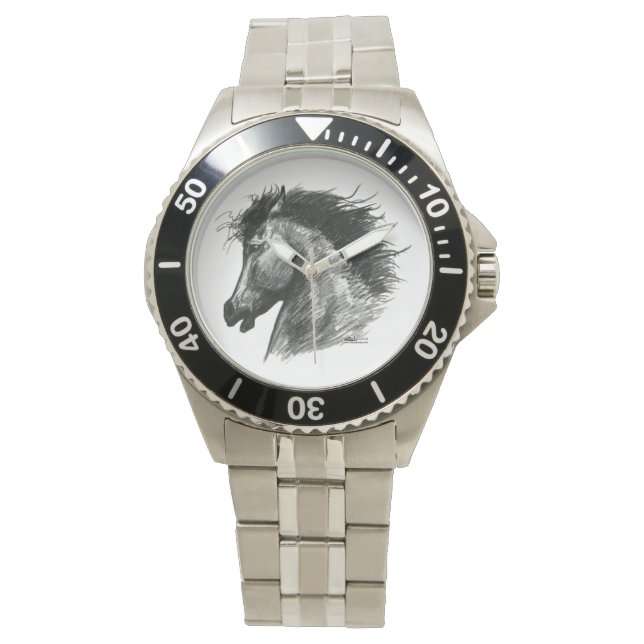 Vurig Wild Paard Horloge (Voorkant)