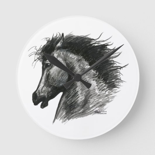 Vurig Wild Paard Ronde Klok (Voorkant)