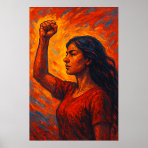 Vurig, Zij Staat Op Feministische Gebalde Vuist Poster