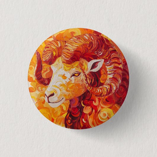 Vurig Zon Capricorn Geest Ronde Button 3,2 Cm (Voorkant)