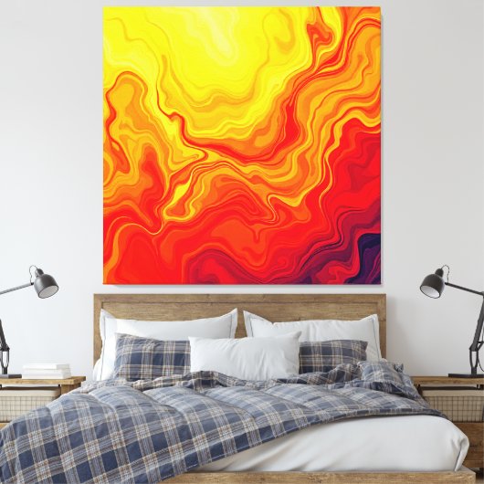 Vurige Abstracte flow art Canvas Afdruk (Insitu (Slaapkamer))