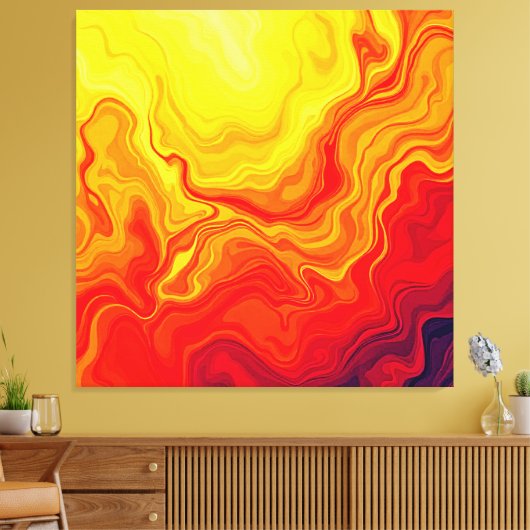 Vurige Abstracte flow art Canvas Afdruk (Insitu (Woonkamer))