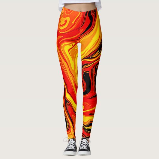 Vurige Abstracte Wervelingen van Emotie Leggings (Voorkant)