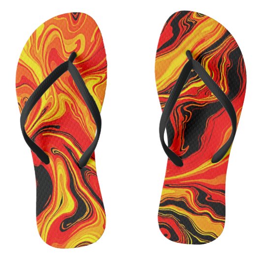Vurige Abstracte Wervelingen van Emotie Teenslippers (Voetbed)
